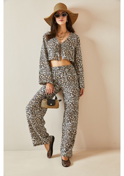 Kahverengi Leopar Desenli Salaş Takım 5YXK8-48716-18 fiyatları