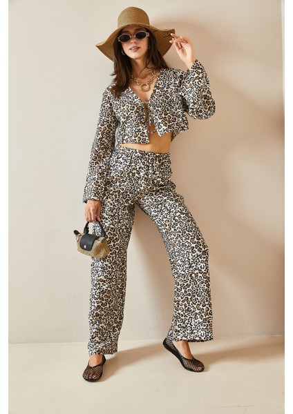 Kahverengi Leopar Desenli Salaş Takım 5YXK8-48716-18 fırsatları