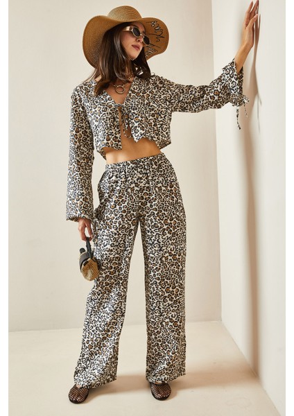 Kahverengi Leopar Desenli Salaş Takım 5YXK8-48716-18 indirimleri