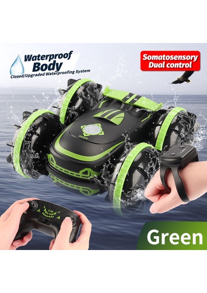 Rc Dublör Araba 4WD Izle Hareket Sensörü Kontrolü Deforme Edilebilir Dönüştürülebilir Araba Otomatik Demo Doğum Günü Hediyesi Oyuncaklar Çocuklar Için-Yeşil (Yurt Dışından)