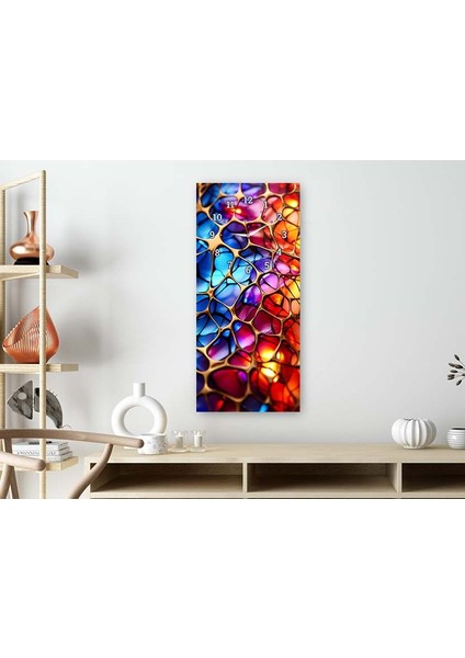 Dikey Üstten Saatli Sanat Temalı 50X100 cm Temperli Cam Tablo DSUS0047 fiyatları
