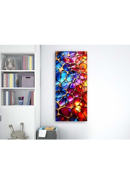 Dikey Üstten Saatli Sanat Temalı 50X100 cm Temperli Cam Tablo DSUS0047 fırsatları