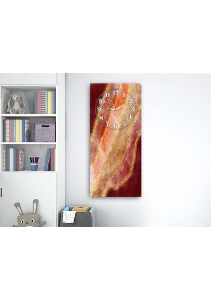 Dikey Üstten Saatli Sanat Temalı 50X100 cm Temperli Cam Tablo DSUS0026