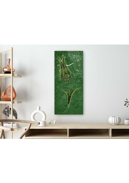 Dikey Üstten Saatli Sanat Temalı 50X100 cm Temperli Cam Tablo DSUS0049 fiyatları
