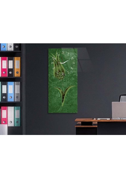 Dikey Üstten Saatli Sanat Temalı 50X100 cm Temperli Cam Tablo DSUS0049 modelleri