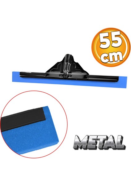 Geniş Kalın Metal Çekpas Çekçek Yersil 55 cm Işyeri Cam Zemin Yer Temizleme