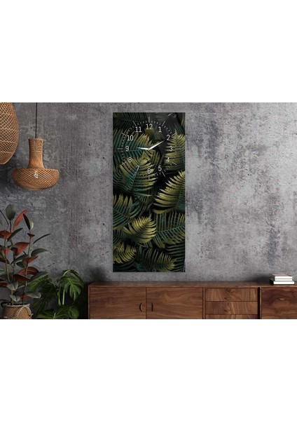 Dikey Üstten Saatli Sanat Temalı 50X100 cm Temperli Cam Tablo DSUS0063