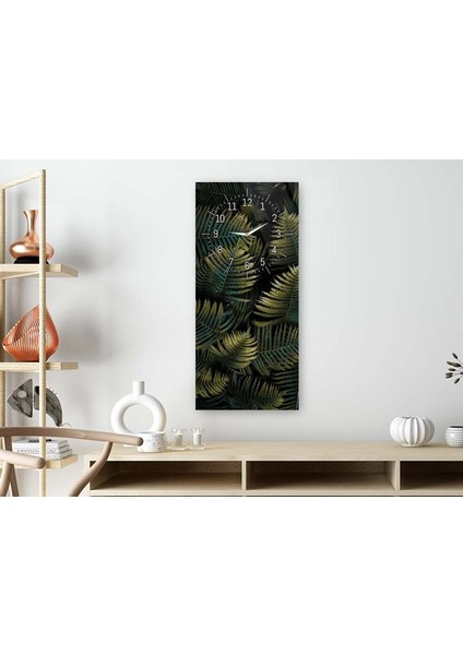 Dikey Üstten Saatli Sanat Temalı 50X100 cm Temperli Cam Tablo DSUS0063 fiyatları