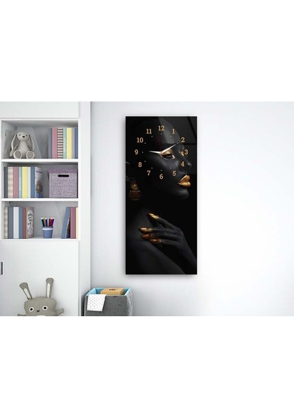 Dikey Üstten Saatli Sanat Temalı 50X100 cm Temperli Cam Tablo DSUS0077 fırsatları