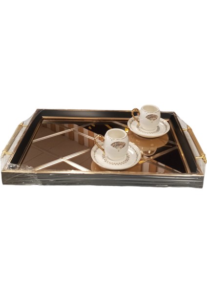 Lüx Çay Sunum Tepsisi E190 Bronz Ayna 8696474231683