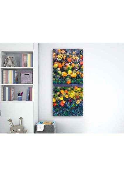 Çiçek Bahçesi Dikey Üstten Saatli Sanat Temalı 50X110 cm Cam Tablo DSUS0020 fırsatları