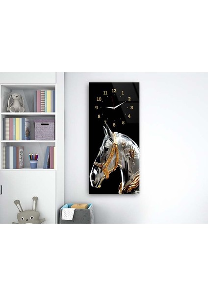 Dikey Üstten Saatli Sanat Temalı 50X100 cm Temperli Cam Tablo DSUS0045 fırsatları