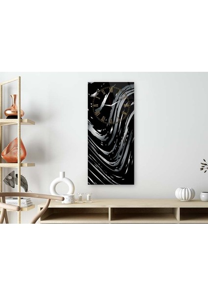 Dikey Üstten Saatli Sanat Temalı 50X100 cm Temperli Cam Tablo DSUS0071 fiyatları
