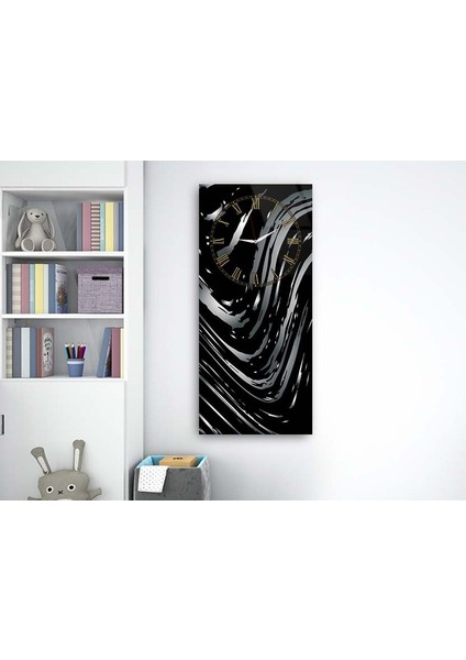Dikey Üstten Saatli Sanat Temalı 50X100 cm Temperli Cam Tablo DSUS0071 fırsatları