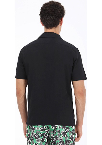 Siyah Desenli Regular Fit Dokuma Casual %100 Pamuk Gömlek indirimleri