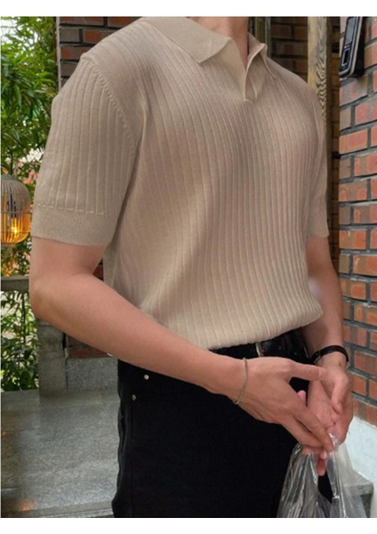 Vizon Erkek Fitilli Polo Yaka Triko T-Shirt