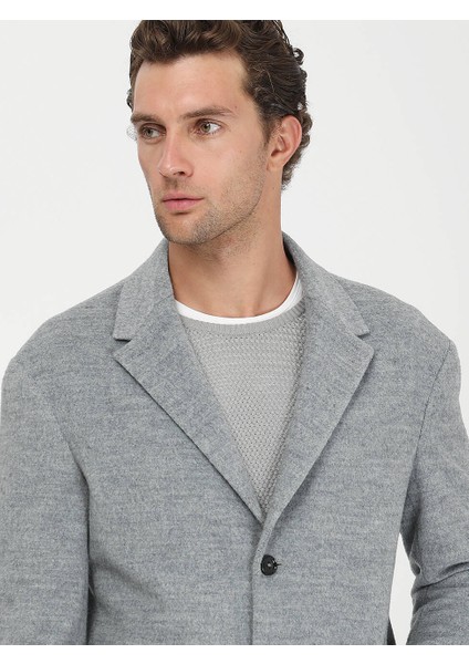 Gri Loose Fit Kelebek Yaka Klasik Örme Palto fiyatları