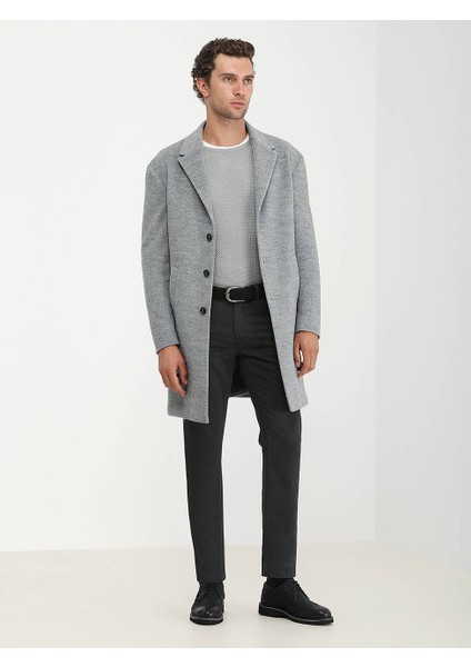 Gri Loose Fit Kelebek Yaka Klasik Örme Palto modelleri