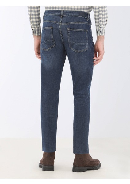 Lacivert Slim Fit Denim Pantolon