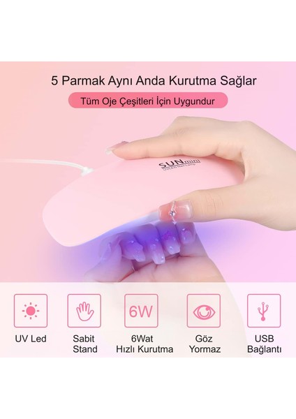 Mini Jel Tırnak Oje Kurutma Makinesi Sun Mini USB 6W Uv LED Tırnak Kurutucu