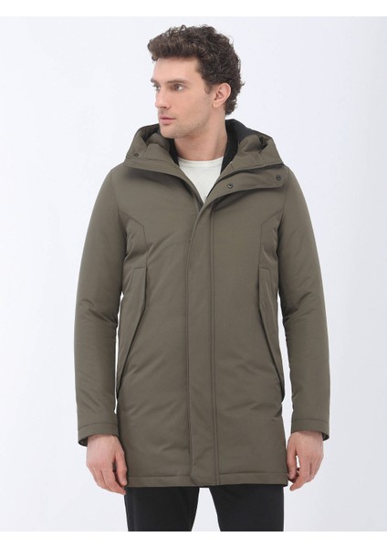 Haki Regular Fit Kapüşonlu Casual Dokuma Kaban fiyatları