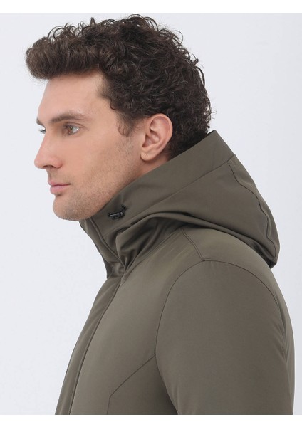 Haki Regular Fit Kapüşonlu Casual Dokuma Kaban indirimleri