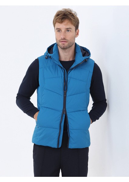 Saks Regular Fit Kapüşonlu Casual Dokuma Spor Yelek