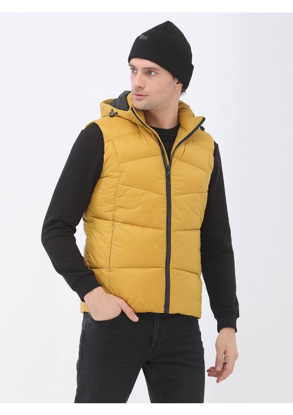 Sarı Regular Fit Kapüşonlu Casual Dokuma Spor Yelek indirimleri