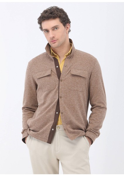 Kahverengi Regular Fit Keten Karışımlı Overshırt modelleri