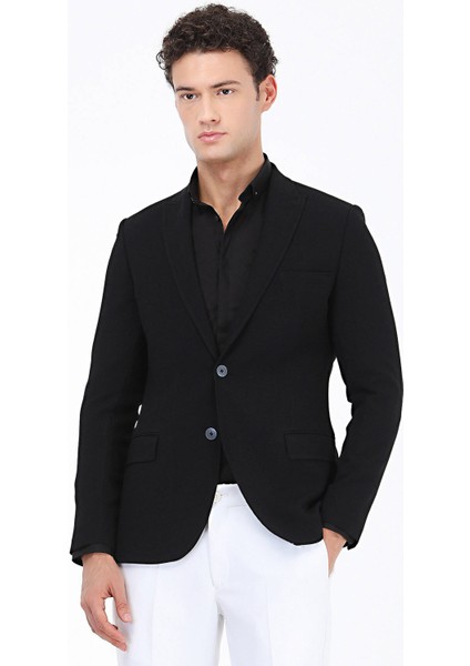 Siyah Düz Slim Fit Dokuma Klasik %100 Pamuk Gömlek
