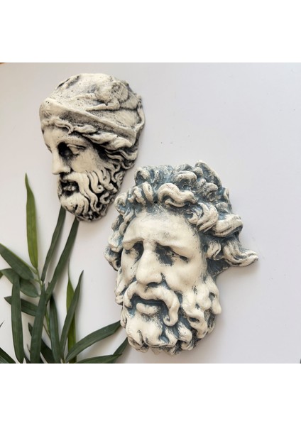 Laocoön'un Efsanesi ve Atina Kahramanı Eskitme Duvar Heykeli 2'li Set, Ev Ofis Duvar Dekoru, Hediye
