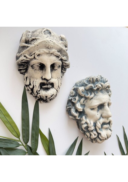Laocoön'un Efsanesi ve Atina Kahramanı Eskitme Duvar Heykeli 2'li Set, Ev Ofis Duvar Dekoru, Hediye