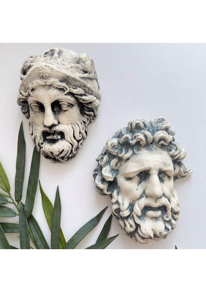 Laocoön'un Efsanesi ve Atina Kahramanı Eskitme Duvar Heykeli 2'li Set, Ev Ofis Duvar Dekoru, Hediye