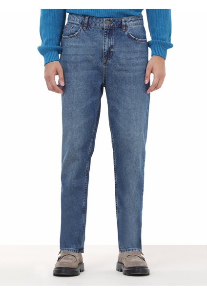 Lacivert Denim Pamuk Karışımlı Pantolon