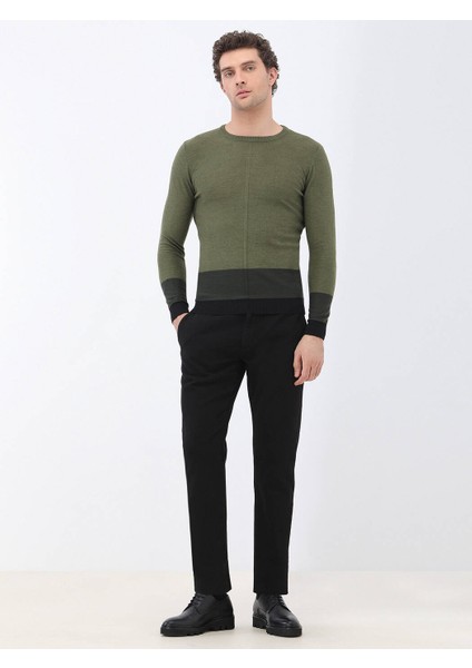 Açık Haki Bisiklet Yaka Yün Karışımlı Triko Kazak fiyatları
