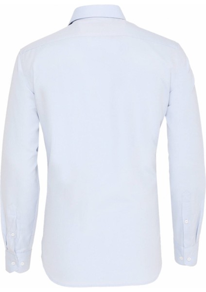 Açık Mavi Düz Slim Fit Dokuma Klasik Pamuk Karışımlı Gömlek