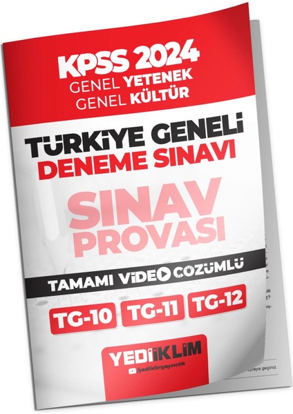 Yediiklim Yayınları 2024 KPSS GY-GK Türkiye Geneli Tamamı Video Çözümlü Sınav Provası 3 Deneme