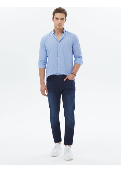 Mavi Düz Regular Fit Dokuma Casual %100 Pamuk Gömlek indirimleri
