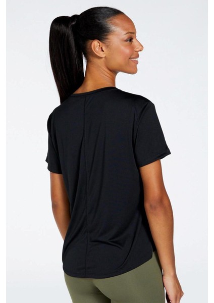 Dri-Fit One Swoosh Graphic Running Standart Fit Kesim Siyah Kadın Tişört
