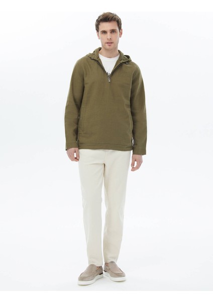 Haki Regular Fit Dokuma Overshırt modelleri