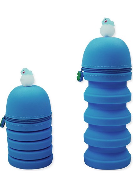 Karikatür Üç Boyutlu Silikon Kalem Tutucu Geri Çekilebilir Kalem Fermuarlı Çanta Büyük Kapasiteli Kırtasiye Malzemesi Saklama Kutusu (Yurt Dışından)