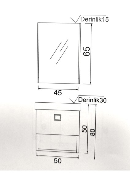 Gloria 50 cm Antrasit Gri Banyo Dolabı modelleri