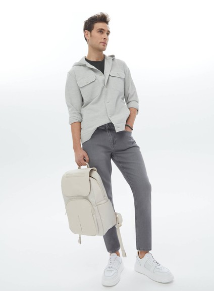 Gri Regular Fit Dokuma Pamuk Karışımlı Overshırt fiyatları