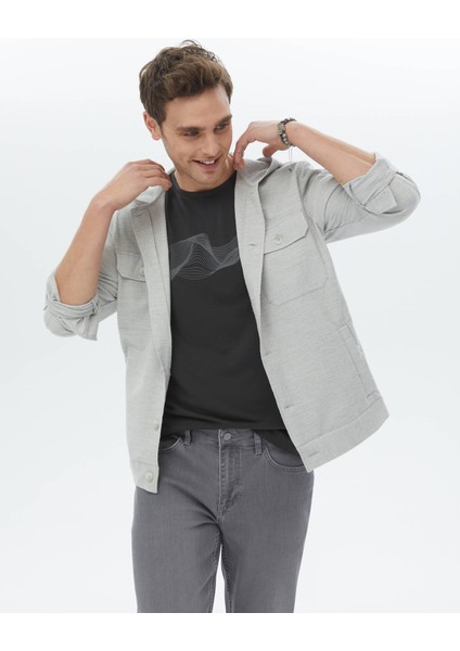 Gri Regular Fit Dokuma Pamuk Karışımlı Overshırt modelleri