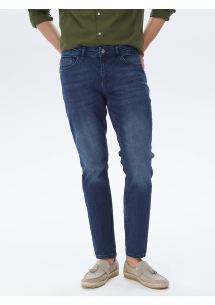 Lacivert Slim Fit Denim Pamuk Karışımlı Pantolon indirimleri