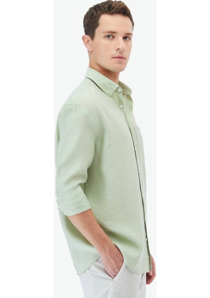 Açık Yeşil Düz Oversize Fit Dokuma Casual Gömlek modelleri