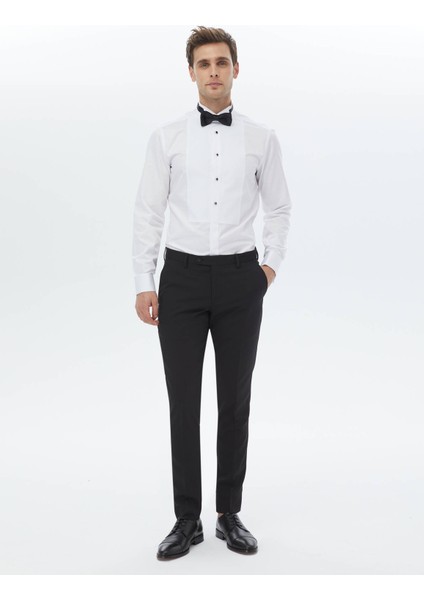 Beyaz Düz Slim Fit Duble Manşet Ata Yaka Smokin Gömlek indirimleri