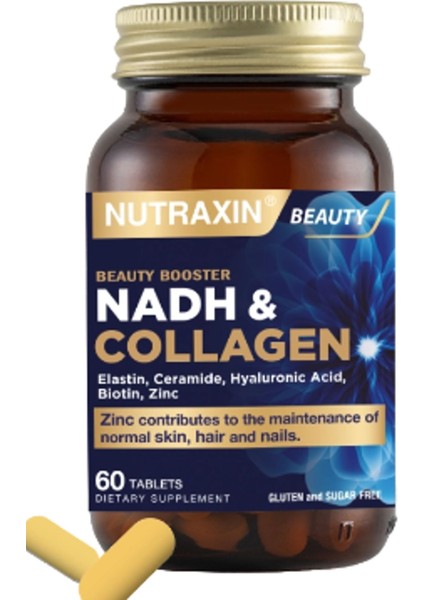 Nadh Collagen Elastin-Seramid-Hyaluronik Asit-Biotin-Çinko 60 Adet Tablet