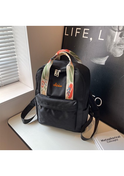 Büyük Kapasiteli Kanvas Çanta Rahat Naylon Kumaş Okul Çantası Basit Niş Hafif Seyahat Bilgisayar Çantası (Yurt Dışından)