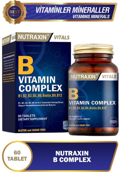 B Vitamin Complex 60 Adet Tablet (B1-B2-B3-B5-B6-BIOTIN-B12)